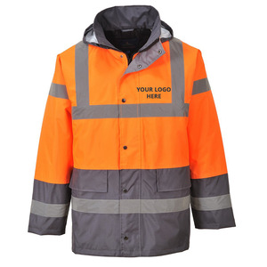 L Orange/Grey WorkGlow® Hi-Vis Two Tone Traffic Jacket c/w Company Branding and extra text